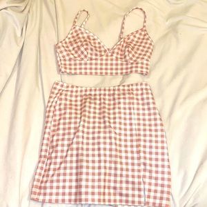 2 piece pink checkered set size medium